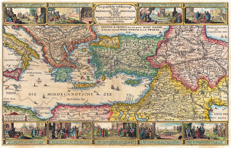  Reisgebied apostel Paulus in Middellandse Zee gebied 1642 Visscher